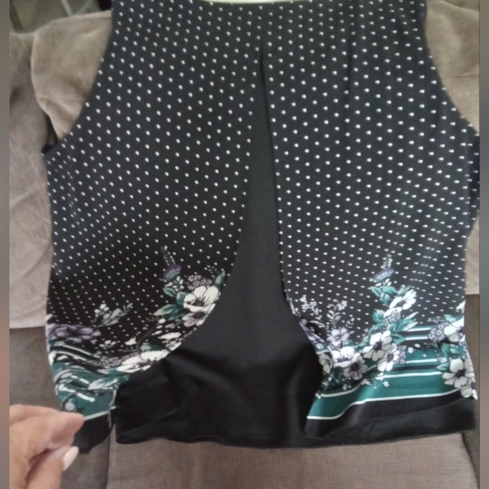 Ricki's Black Floral Split Back Tunic Top XL - Picture 4 of 7